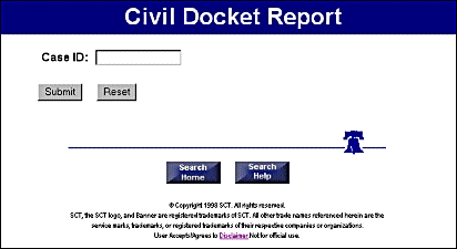 Civil Docket Report Screen